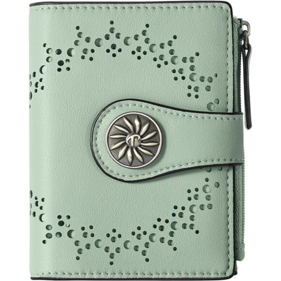 Handbags - Card Holder Wallets with Zipper Mint Green